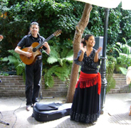 Spaanse muziek met gitarist en danseres